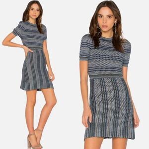 Free PEOPLE Free People Into You Mini Sweater Dress Green Blue Knit Medium @i